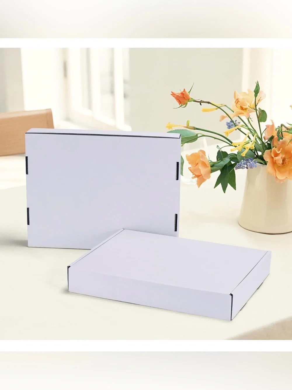 13x10x2 Shipping Boxes Set of 12, White Corrugated Cardboard Mailer Box